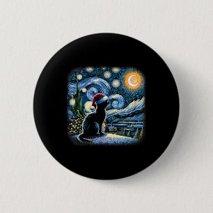 Badge Rond 5 Cm Van Gogh Starry Chat de nuit Funny Chat noir Chris