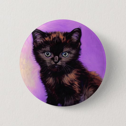 Badge Rond 5 Cm Van Gogh Style Chat pourpre (Devant)