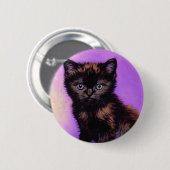 Badge Rond 5 Cm Van Gogh Style Chat pourpre (Devant & derrière)