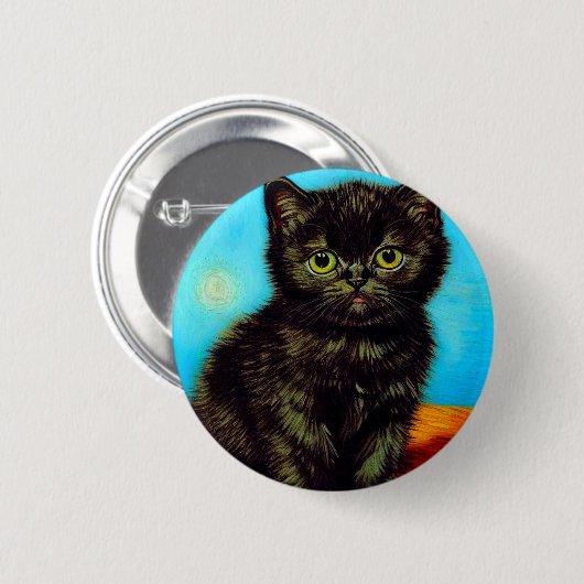 Badge Rond 5 Cm Van Gogh Style Pouting Kitten (Devant & derrière)
