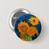 Badge Rond 5 Cm Van Gogh Sunflowers (Devant & derrière)
