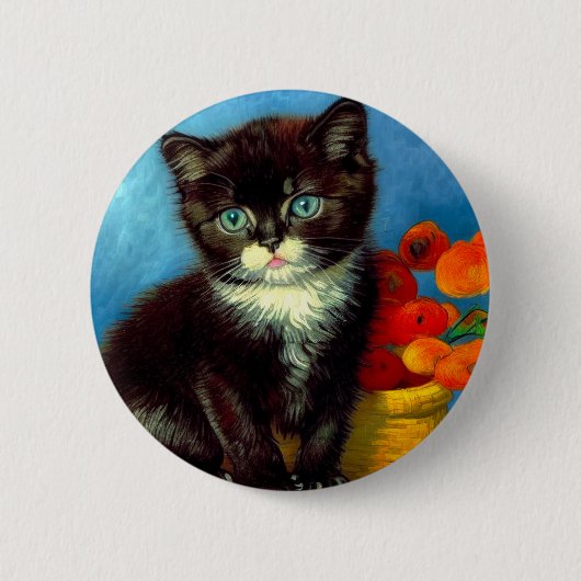 Badge Rond 5 Cm Van Gogh Tuxedo Cat (Devant)
