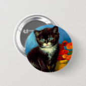 Badge Rond 5 Cm Van Gogh Tuxedo Cat (Devant & derrière)