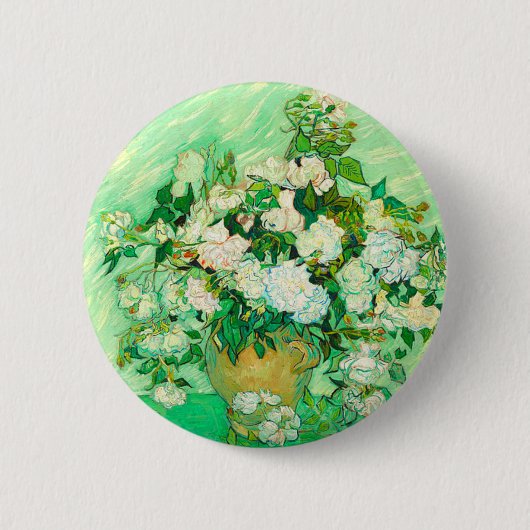 Badge Rond 5 Cm Van Gogh White Roses (Devant)