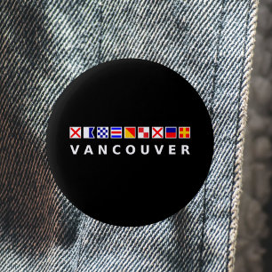 Badge Rond 5 Cm Vancouver Canada Pavillons nautiques couleur foncé