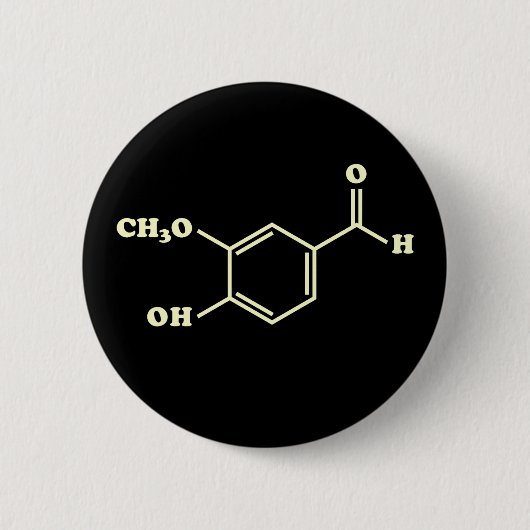 Badge Rond 5 Cm Vanille Vanillin Formule chimique moléculaire (Devant)
