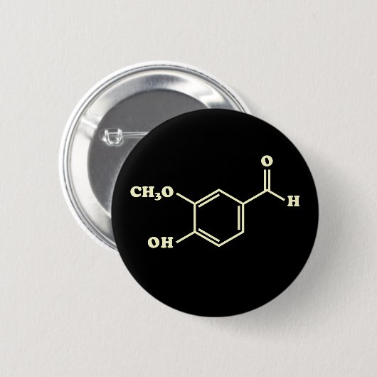 Badge Rond 5 Cm Vanille Vanillin Formule chimique moléculaire (Devant & derrière)