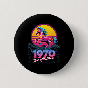 Badge Rond 5 Cm Vaporwave 2026 Année du Cheval 1978 48e Anniversai