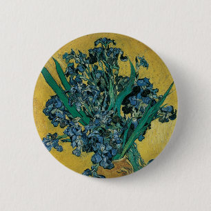 Badge Rond 5 Cm Vase aux Iris par Vincent van Gogh, Art Vintage
