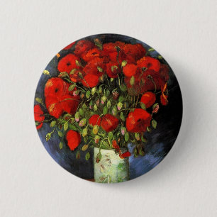 Badge Rond 5 Cm Vase avec des coquelicots rouges de Vincent van Go