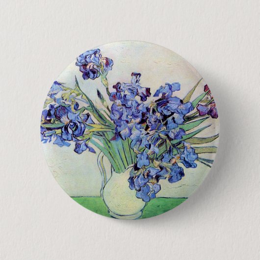 Badge Rond 5 Cm Vase Still Life avec Irises par Vincent van Gogh (Devant)