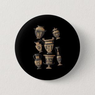 Badge Rond 5 Cm Vases grecques Poterie Céramique Porcelaine Hobby
