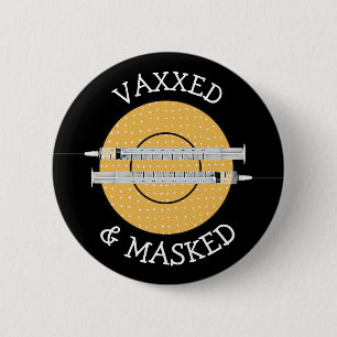 Badge Rond 5 Cm Vaxxed et masqué contre Covid-19
