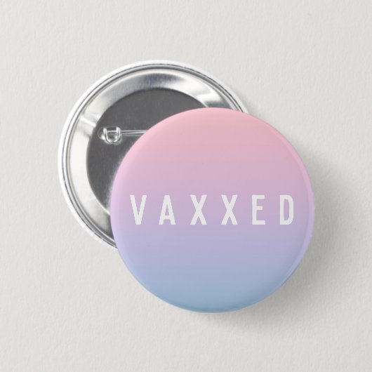 Badge Rond 5 Cm Vaxxed | Pastel Gradient Covid-19 Vacciné (Devant & derrière)