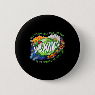 Badge Rond 5 Cm VBS Magnifié 2025 Découvrir la grandeur de Dieu