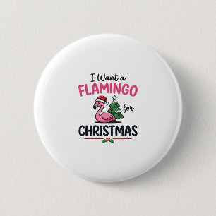 Badge Rond 5 Cm Vecteur de citation de Noël flamant rose
