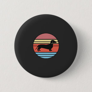Badge Rond 5 Cm Vecteur de coucher de soleil rétro teckel