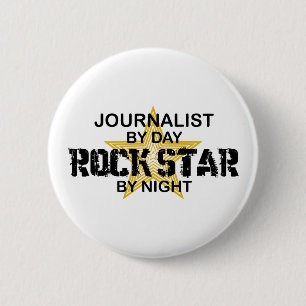Badge Rond 5 Cm Vedette du rock de journaliste par nuit