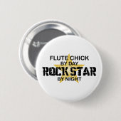Badge Rond 5 Cm Vedette du rock de poussin de cannelure par nuit (Devant & derrière)