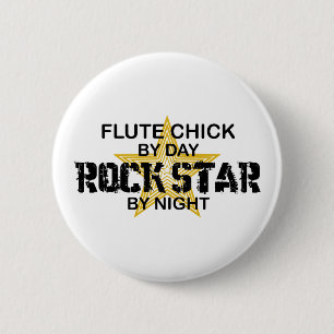Badge Rond 5 Cm Vedette du rock de poussin de cannelure par nuit