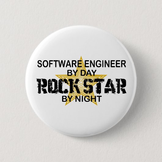 Badge Rond 5 Cm Vedette du rock de Software Engineer par nuit (Devant)