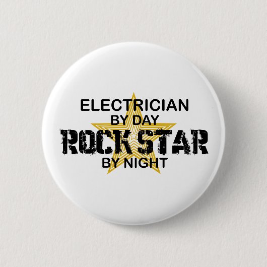Badge Rond 5 Cm Vedette du rock d'électricien par nuit (Devant)