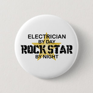 Badge Rond 5 Cm Vedette du rock d'électricien par nuit