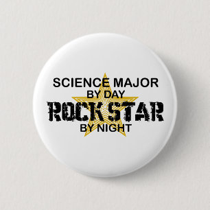 Badge Rond 5 Cm Vedette du rock principale de la Science par nuit