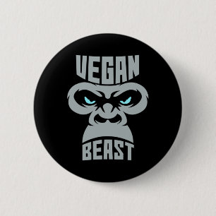 Badge Rond 5 Cm Vegan Beast Exercice Muscle Gorilla Gym Bodybuildi