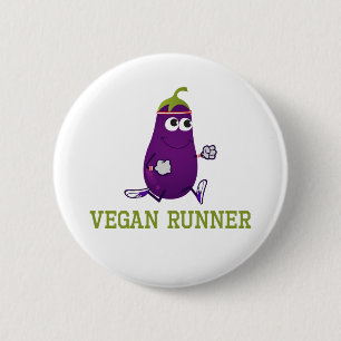 Badge Rond 5 Cm Vegan Runner Eggplant