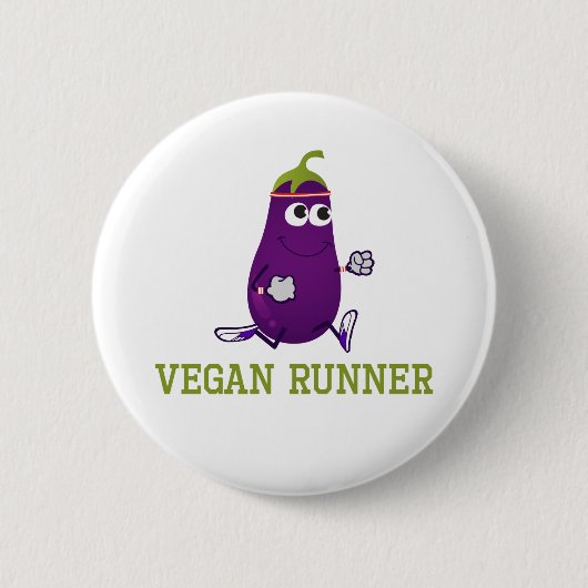 Badge Rond 5 Cm Vegan Runner Eggplant (Devant)