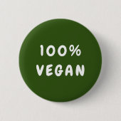 Badge Rond 5 Cm VÉGÉTALIEN 100% minimal vert (Devant)