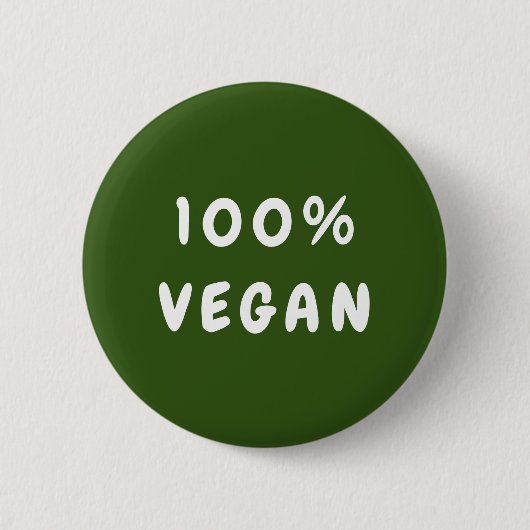 Badge Rond 5 Cm VÉGÉTALIEN 100% minimal vert (Devant)