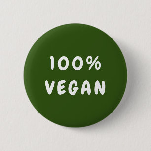 Badge Rond 5 Cm VÉGÉTALIEN 100% minimal vert
