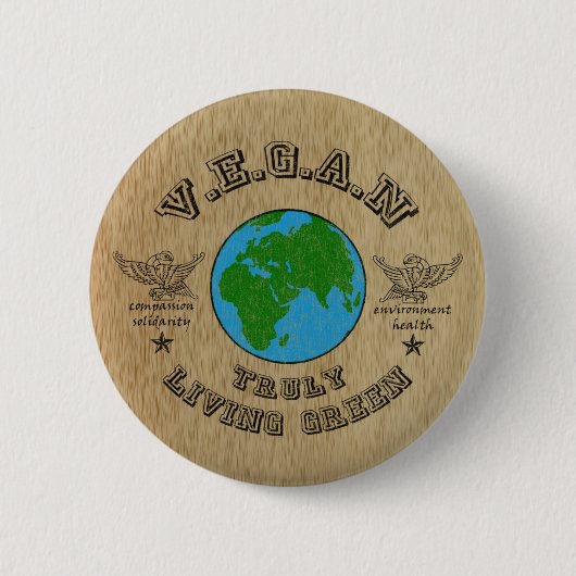 Badge Rond 5 Cm VÉGÉTALIEN - vert véritablement vivant (Devant)