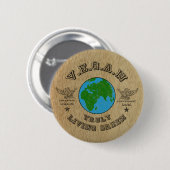 Badge Rond 5 Cm VÉGÉTALIEN - vert véritablement vivant (Devant & derrière)