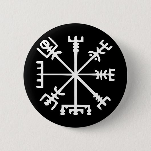 Badge Rond 5 Cm Vegvísir (boussole de Viking) (Devant)