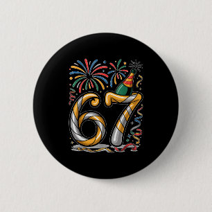 Badge Rond 5 Cm Veille du Nouvel An Numéro 67 ou 67e anniversaire