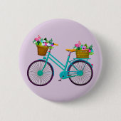 Badge Rond 5 Cm Vélo avec fleurs en VTT (Devant)