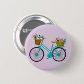 Badge Rond 5 Cm Vélo avec fleurs en VTT (Devant & derrière)