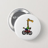 Badge Rond 5 Cm Vélo cool Giraffe équitation (Devant & derrière)