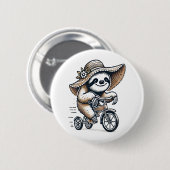 Badge Rond 5 Cm Vélo d'équitation Sloth (Devant & derrière)