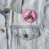 Badge Rond 5 Cm Vélo Rose. (En situation)