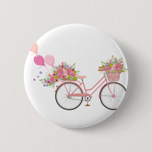Badge Rond 5 Cm Vélo Whimsical Rose (Devant)