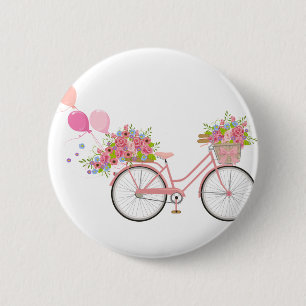 Badge Rond 5 Cm Vélo Whimsical Rose
