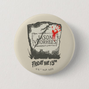 Badge Rond 5 Cm Vendredi 13   Pierre de tête de Jason Voorhees