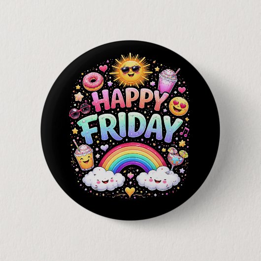 Badge Rond 5 Cm Vendredi heureux (Devant)