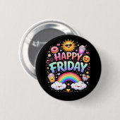 Badge Rond 5 Cm Vendredi heureux (Devant & derrière)