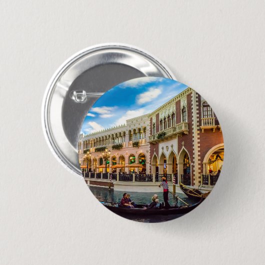 Badge Rond 5 Cm Venetian Las Vegas Gondola Canal Architecture (Devant & derrière)