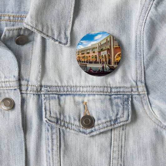 Badge Rond 5 Cm Venetian Las Vegas Gondola Canal Architecture (En situation)